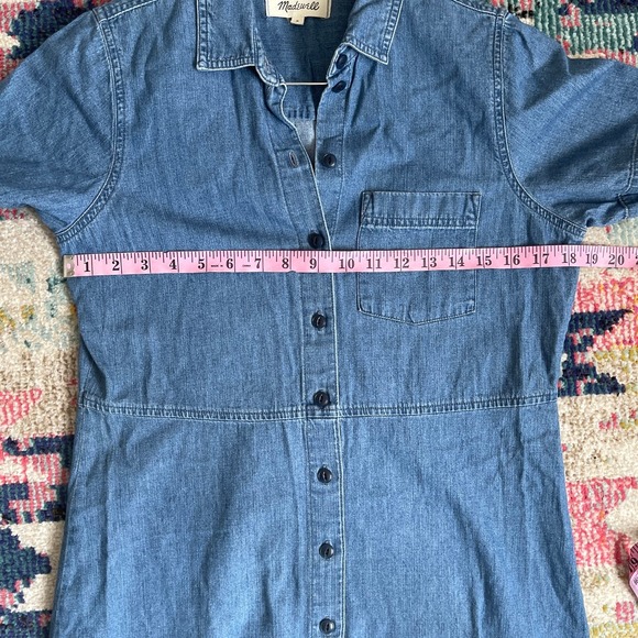 Madewell Denim Waisted Shirtdress in Penview Wash Medium - Picture 6 of 7